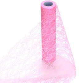 HOMYHOME Lace Roll 12" pink lace fabric for wedding lace table runners Chair Sash Bow DIY Wedding Party Art Craft Decor 24 Yards