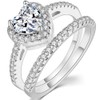 Jude Jewelers Rhodium Plated Heart Shaped Engagement Eternity Bridal Anniversary