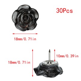 Lilaly 30 Pcs Flower Push Pins Rose Cute Push pins Decorative Push Pins Cork Board Accessories（Ink Gradient）