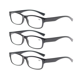 MODFANS a Set of Reading Glasses(3 Black) with Spring Hinges Arms Vintage Retro Comfort for Men and Women