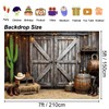 4signalballs Western Cowboy Backdrop Banner 7x5ft Wild West Rustic Barn