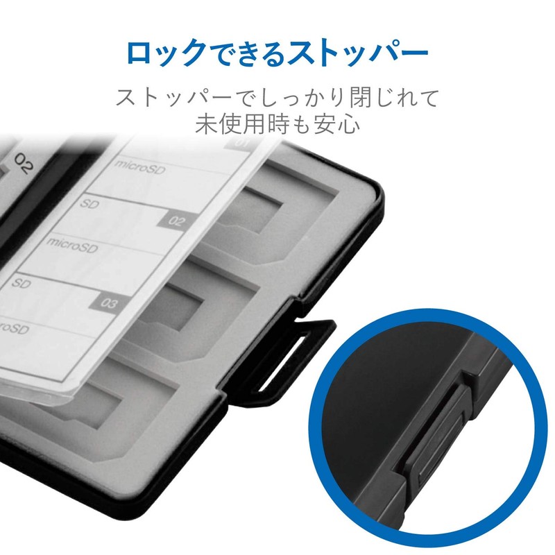 Elecom CMC-SDCPP12BK Memory Card Case, SD Case, Plastic, Holds 6
