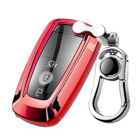K LAKEY Car Key Fob Cover,Compatible with Ford F-150 F-250 F-350 Ecosport Edge Explorer Fusion Mustang Key Fob Silicone TPU Protective Case Holder Shell wih Keychain red