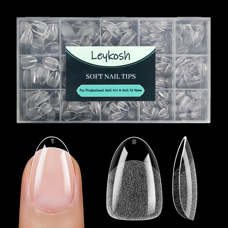 LEYKOSH-Puntas de uñas ovaladas redondas cortas, 216 piezas de uñas