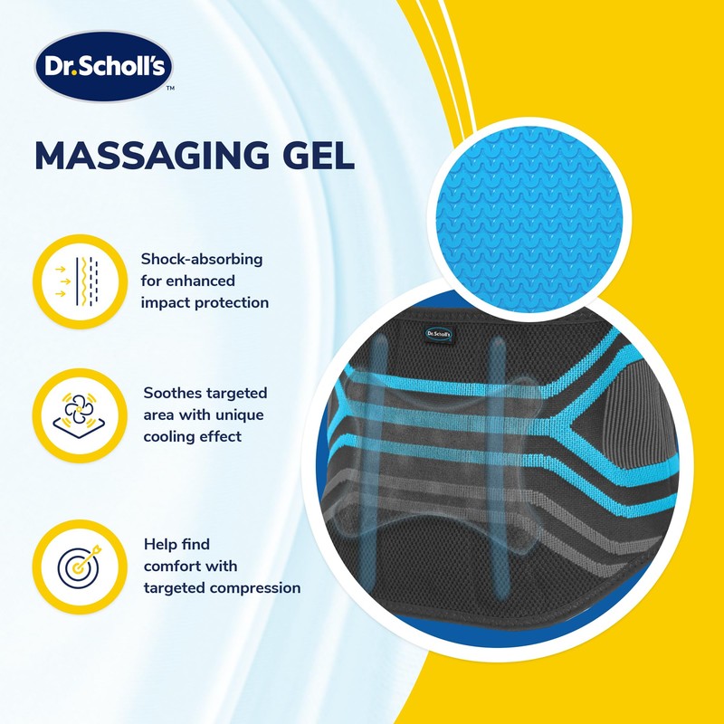 Dr. Scholl's Compression Back Support with Massaging Gel, Breathable Fabric,