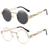 Dollger 2 Pack Sunglasses Metal Retro Round Steampunk Glasses Mirror