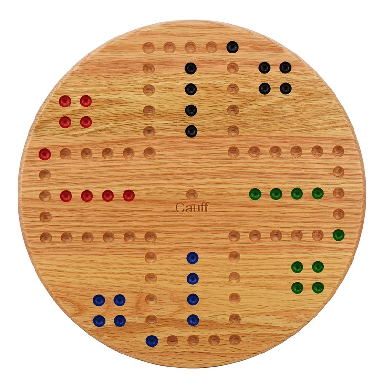 Solid Oak Double Sided Marble Board Game Hand Painted by