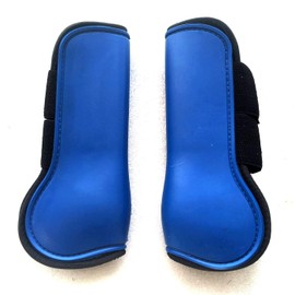 Cwell Equine Horse Support Tendon Boots 1 Pair Secure Leg Protection Jumping Riding Eventing Dressage BLUE (Large (L))