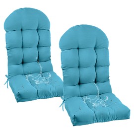 UUluhao Outdoor Adirondack Chair Cushion Set of 2 Teal Blue Waterproof Tufted High Back Patio Cushions of Upper and Lower with Ties for Garden Backyard 47 * 19.68 * 3.9"