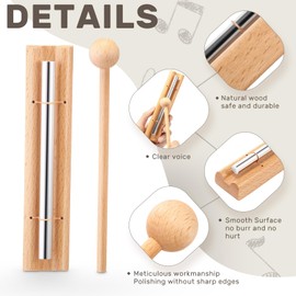 Boao 12 Pieces Meditation Chime, Mindfulness Solo Hand Bell Classroom Chime Musical Percussion Instrument with Mallet Teacher Tools Reminder Bell for Prayer Yoga Music Classroom Sound Therapy Gift