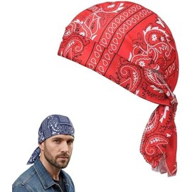 Paisley Cooling Head Scarf Cap Set, Motorcycle Pirate Head Wrap Safety Helmet Liner, Bandana Beanie