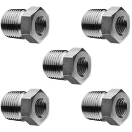 2" NPTF Male x 1-1/2" NPTF Male Hex Reducer Pipe Thread Bushing Steel Hydraulic Fitting (5-PACK) | 5406-32-24