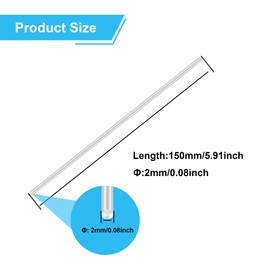 LAVMHAB 6063 Aluminium Round Rod 2 mm x 150 mm, Solid Round Shafts Aluminium Rods Round Rod for DIY Craft Models (Pack of 10)