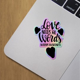 Holographic Decal Stickers of Love Needs No Words Premium Waterproof Vinyl Decal Stickers for Laptop Phone Accessory Helmet Car Window Mug Tuber Cup Door Wall Decoration ANDVER3c4437bHO