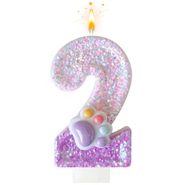 Panouo Pink Cat and Dog Paw Birthday Number Candles, Cupcake Decorations, Dog Theme Candles, Suitable for Party Celebrations, Birthday Decoration Supplies (Number 2)