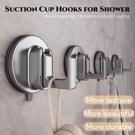 Suction Cup Hooks for Shower, Ffunhoo Heavy Suction Cups Without Bore, No Drill Wall Hanger, Drill-Free Towel Holder & Decorative Door Hanger (White*2)