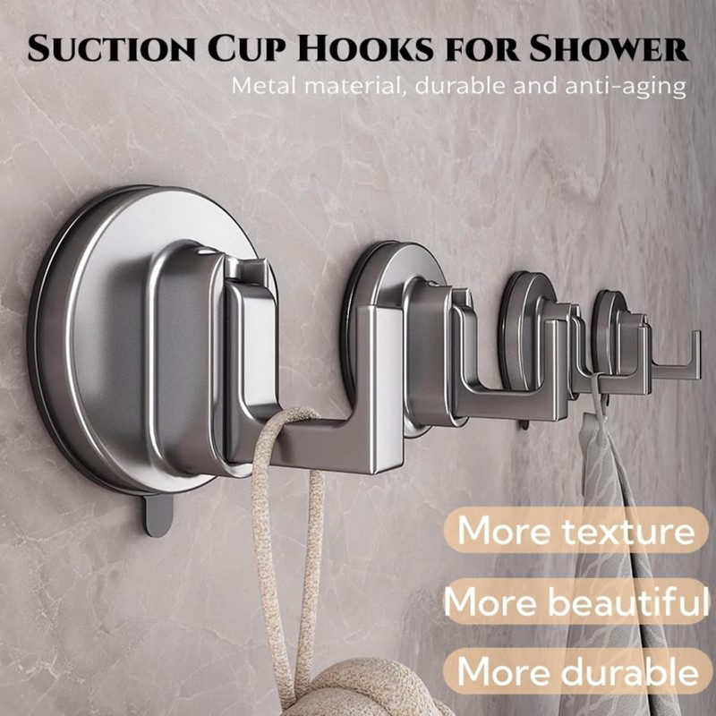 Suction Cup Hooks for Shower, Ffunhoo Heavy Suction Cups Without