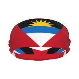 Flag of Antigua & Barbuda Sports Sweatband Head Bands for Women Men - Moisture-Wicking Non-Slip Headband for Running Yoga Workout Fitness and Gym