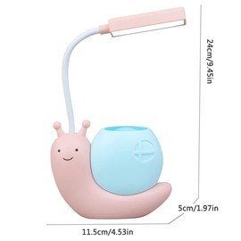 Weltition Cute Kids Lamp with Pen Holder,LED Desk Lamp for Child,Snail Shape USB Charging Student Learning Eye Protection Lamp with 360° Bendable Adjustable Neck Pink