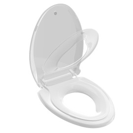 Huttdmel Potty Training Seat Built-in Toilet Seat, Elongated Toilet Seat 16.5inch with Baby Seat 2 in 1 Soft Close Quiet No Slapping, Magnetic Absorption, Easy Installation for Bottom Fixing Toilet