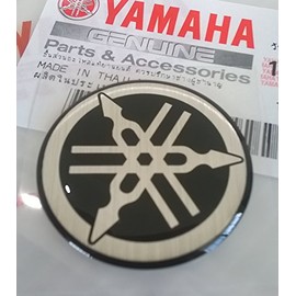 30MM Diameter Yamaha Tuning Fork Decal Sticker Emblem Logo Black/Silver Raised Domed Gel Resin Self Adhesive Motorcycle/Jet Ski/ATV/Snowmobile