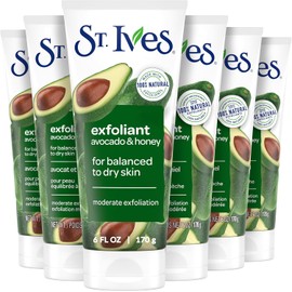 St. Ives Soft Skin Face Scrub Moderate Exoliation For Soft, Smooth Skin Avocado & Honey Dermatologist-Tested, PETA-Approved Skin Care, 100% Natural Exfoliants 6 oz 6 Count