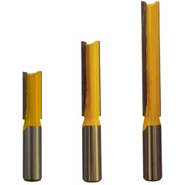 Rennie Tools - 3pcs 1/2" Cutting Diameter x 1/2" Shank x 32mm / 50mm / 76mm Flute Extra Long TCT Tipped 2 Flute Straight Router Kitchen Worktop Cutter Bit. Compatible With Makita Bosch Dewalt Router