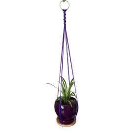 ATLanyards Dark Purple Hanging Plant Shelf | Purple Plant Hanger | Floating Plant Shelf | Macrame Plant Holder | Purple Home Decor | 358 (24" Long with Wood Ring)