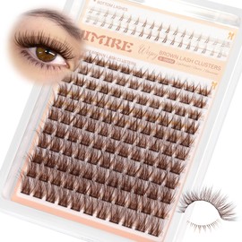 JIMIRE Brown Cluster Lashes Wispy Individual Eyelashes Natural Dark Brown Eyelash Clusters with Bottom Lash Clusters 8-18MM Soft Fluffy 161Pcs Lashes Individual Cluster Beginners Friendly