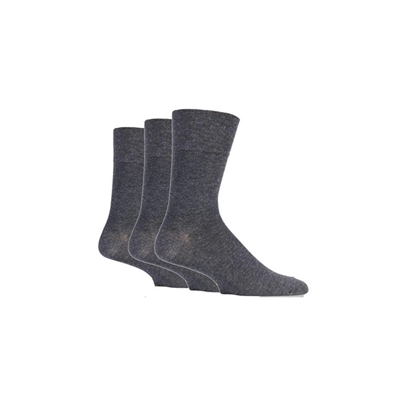 3x Pairs of Mens Plain Gentle Grip Non-Elastic Socks/UK 6-11