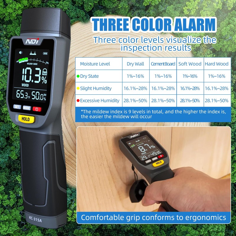 NDI 4 in 1 Pin Moisture Tester, Digital Water Tester,