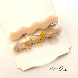 Namami Hair Pin, 2-Piece Set, Wavy Shape, Korean Style, Fashionable, Bangs Clip, Hair Accessories, Ladies' Hair Accessories, For Work or School Commutes, Everyday Use (Beige)