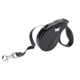 Ferplast Hundeleine AMIGO SMALL, Rollleine kleine Hunde bis 15 kg. Max. Gurtband 5 m. Einzelne Verriegelungs- und Entriegelungstaste, schwarz, schwarze Abdeckung