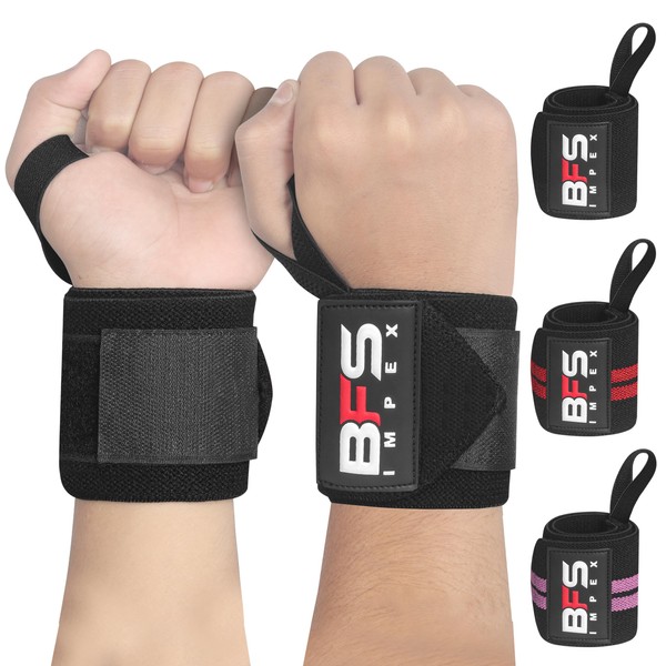 BFS IMPEX Wrist Wraps for Weightlifting,18” Premium Quality Wrist Straps