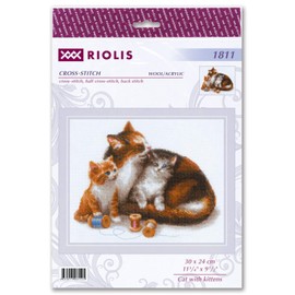 Riolis 1811 Cat with Kitten Counted Cross Stitch Kit, Cotton, Multi-Colour, 3024cm