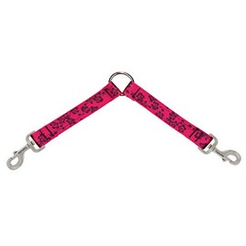 Coupler for Walking Two Medium or Larger Dogs Together, 1" Wide Plum Blossom Design by Lupine, 24" Long