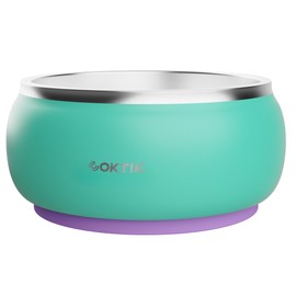 COKTIK Dog Bowl, Non-Slip Dog Bowls Large Breed, Insulated Stainless Steel Dog Bowls, Dog Food Water Bowl for Small Medium Large Dogs, Cats, Dishwasher Safe (64oz, Aurora)