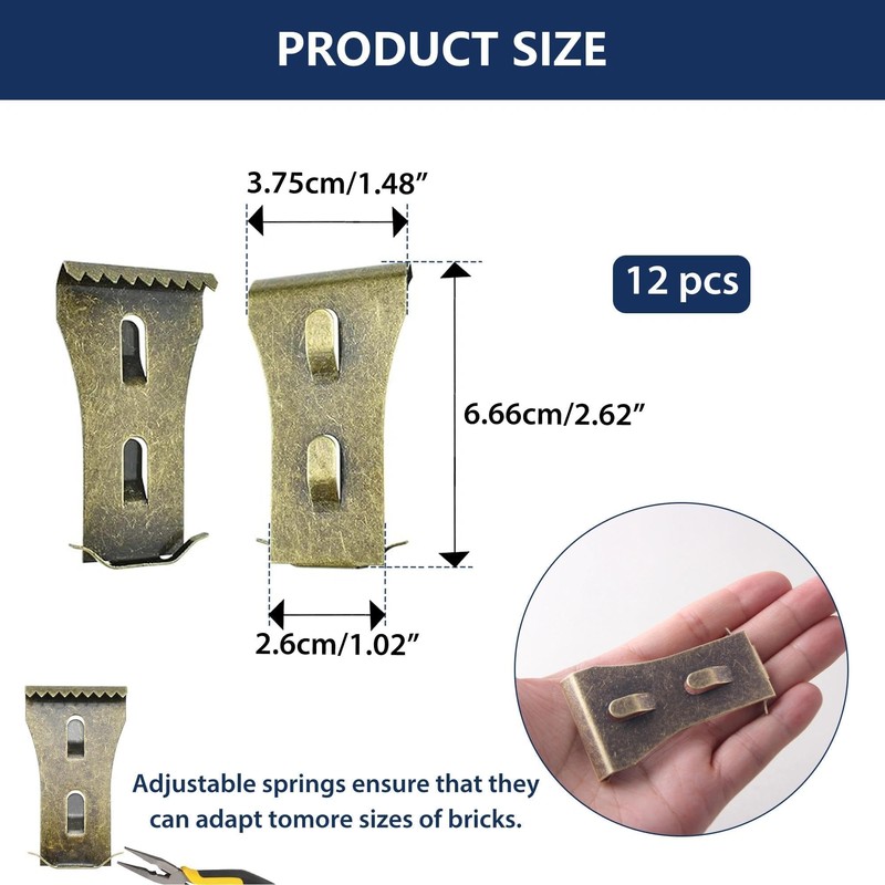 12 Pcs Brick Clips for Hanging, Heavy Duty No Drill