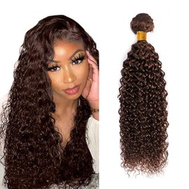Aikebi Brazilian Human Hair Bundles 8 10 12 Inch Chocolate Brown 4 Color Jerry Curly Bundles Human Hair 100% Unprocessed 10A Hair Weave for Black Women Soft Sewn In with Double Weft