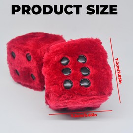 2Pcs Soft Furry Fluffy Plush Car Dice Aesthetic Cute Car Dots Pendant Retro Fashionable Couple Fuzzy Plush Dice for Ornament Decoration