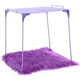 CroBlissful 2 Pcs Locker Organizer Shelf and Carpet Decorating Metal Mesh Locker Accessories Fluffy Square Rug for School Office Gym Organization Back to School Essentials (Purple)