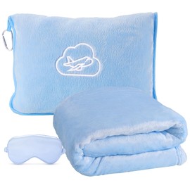 ENZOLVE Travel Blanket, Ultra-Soft, Warm & Lightweight Travel Blanket Airplane with Bag, 65x40 in, Airplane Travel Essentials for Women, Men & Kids, Included Eye Mask, Luggage Sleeve & Backpack Clip