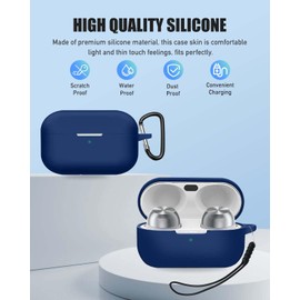 Case for Technics EAH-AZ100, Silicone Protective Cover for Technics EAH-AZ100,Full-Body Shockproof Cover with Scratch Protection, with Keychain & Lanyard and Cleaner Kit，Blue