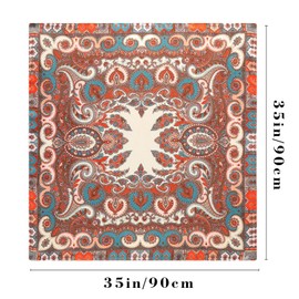 AWAYTR 35” Satin Large Square Head Scarves - 4PCS Silk Like Neck Scarf Hair Sleeping Wraps Lightweight Satin Silk Scarfs Cashew (Pink+Orange+Blue+Black)