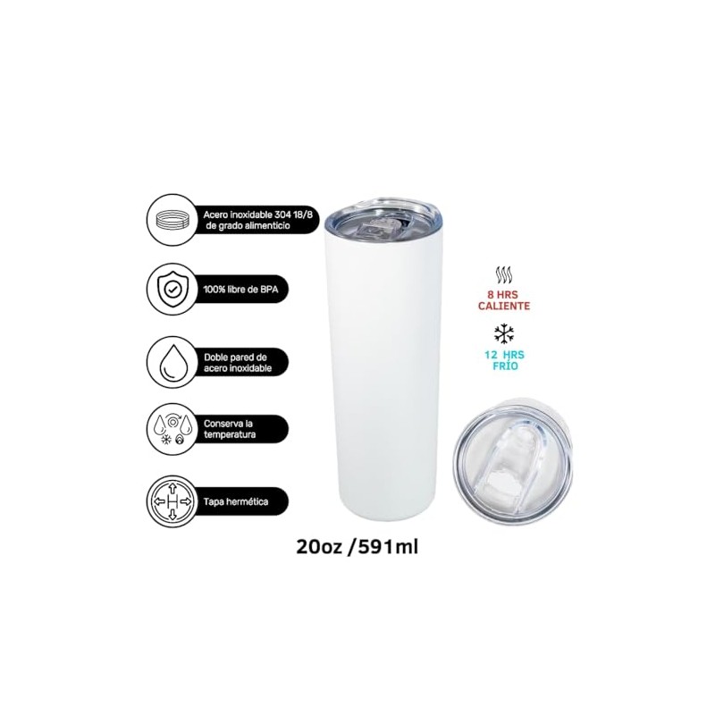 Termo Skinny de Acero Inoxidable de 20 oz (591 ml)
