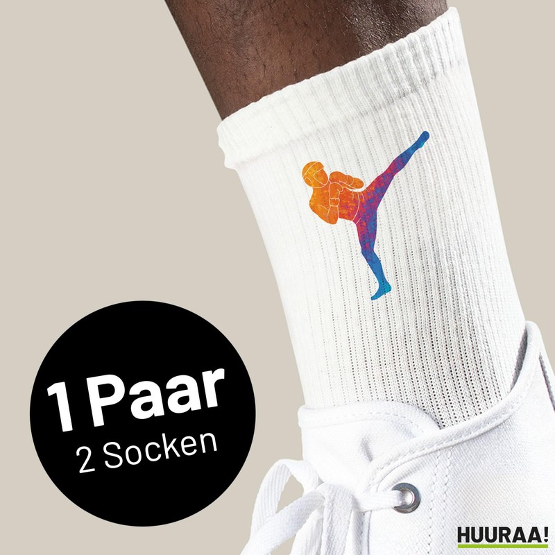 Huuraa Unisex Socks Kickboxing Colourful Silhouette Gift Size 4/12 Kickboxing