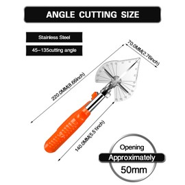 HOHXEN Multifunction Trunking Scissors, 45°-135° Multi-Angle Mitre Scissors, Quarter Round Cutting Tool for Cutting PVC PPR PE Pipes, Branches, Wires, Including Spare Blades