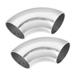 A ABSOPRO 2pcs OD 1.25 Inch 90 Degree SS304 Stainless Steel Bend Tube Exhaust Elbow Pipe for Car Modified Exhaust System 3.35" Arc Length Piping Silver Tone Item Replacement