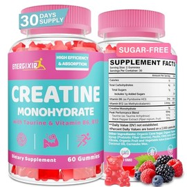 Creatina para mujeres, gomitas de monohidrato de creatina - Sin hinchazón - Suplemento masticable pre y post entrenamiento con taurina y B6 - para... 