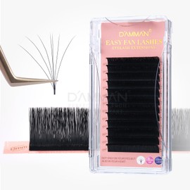 DAMMAN 0.05mm D Curl Rapid Fanning Lashes Extensions 12 Lines Mix Length 8-15mm Easy Fans Eyelashes Matte Black PBT Auto Blooming Volume Eyelashes Extensions